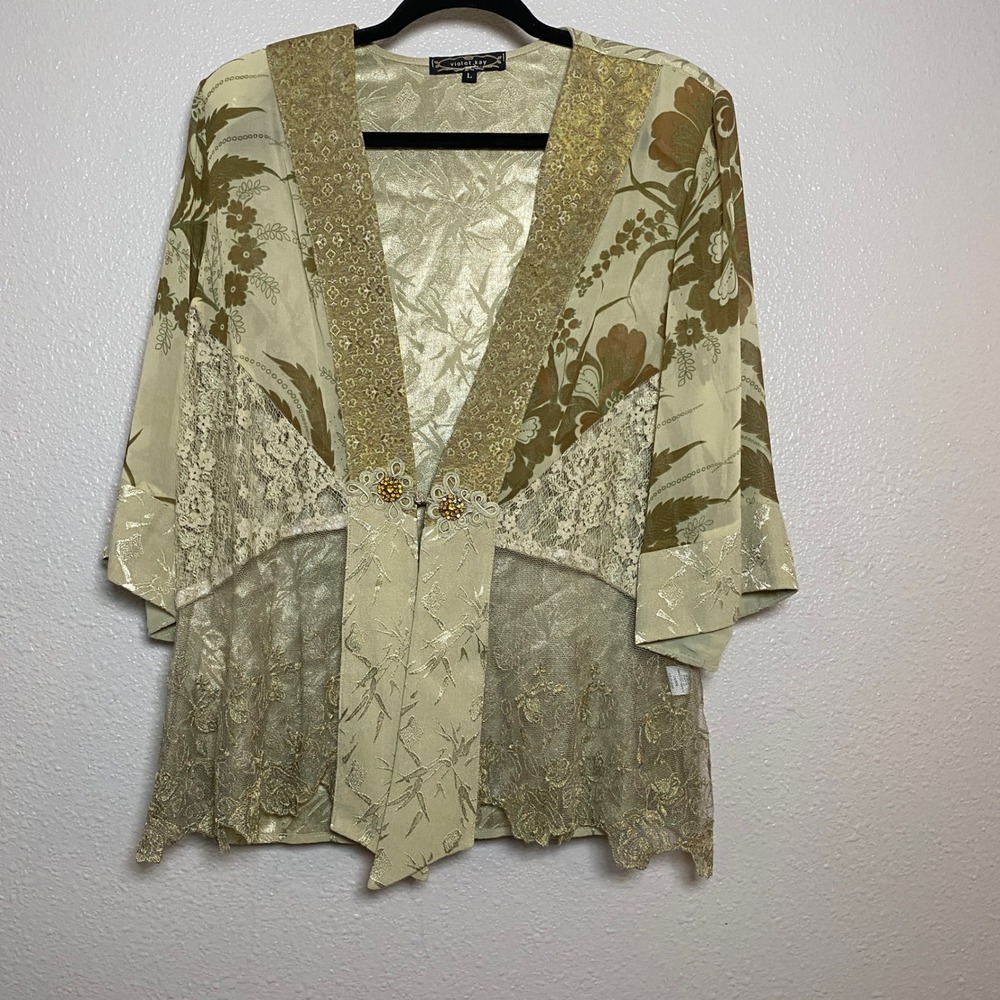 Patchwork Kimono Cardigan Large Fairycore Artsy Bohemian Boho Festival Hippie